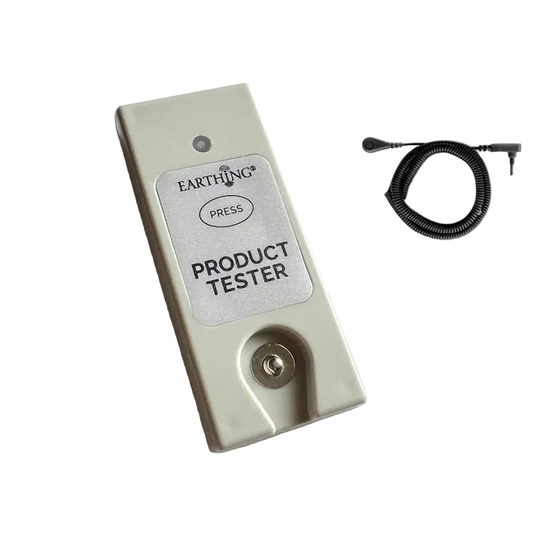 Earthing grounding product tester with oiled black cord.