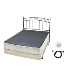 King size bed with Earthing grounding underlay over the mattress, with plug and cable.