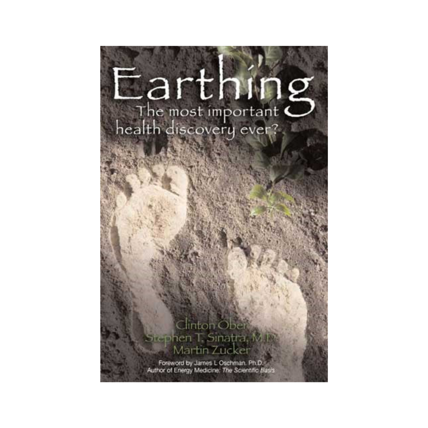 Book cover for Earthing: The Most Important Health Discovery Ever?, featuring two foot prints in dirt.