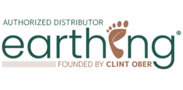 Earthing NZ logo in dark green, cream and brown with text Authorised Distributor, Founded by Clint Ober above and below.