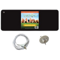 Black Earthing grounding Universal Mat in a pack of 2 with white cables and wall power sockets.
